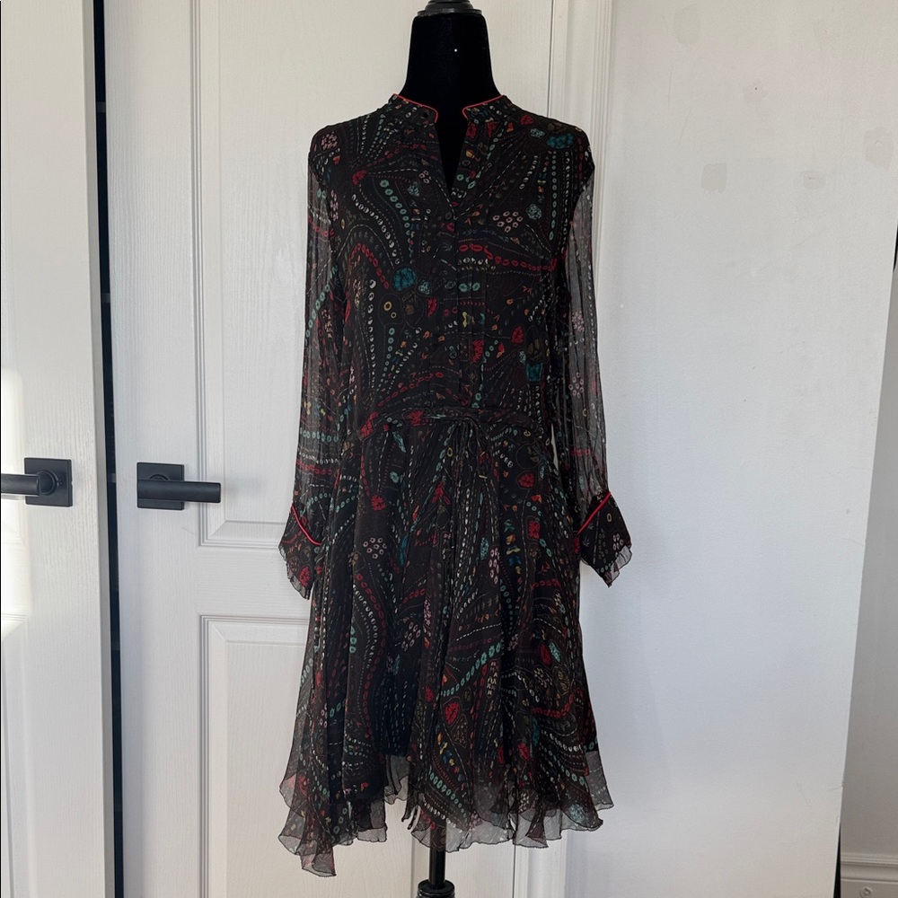 Zadig & Voltaire Black Multicolor Patterned Dress